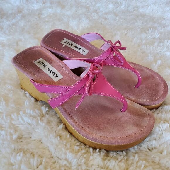 Steve Madden Women's Y2K Wedges Sandals Pink Size 8.5 B - Picture 1 of 12